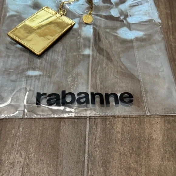 Paco Rabanne Transparent Tote with Gold chain Accent & card holder - Picture 2 of 8